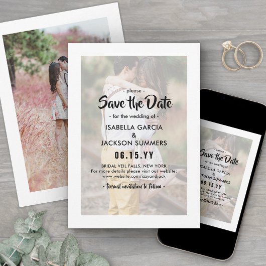 Stijlvolle Typografie Overlay Modern 2 Fotohuwelij Save The Date
