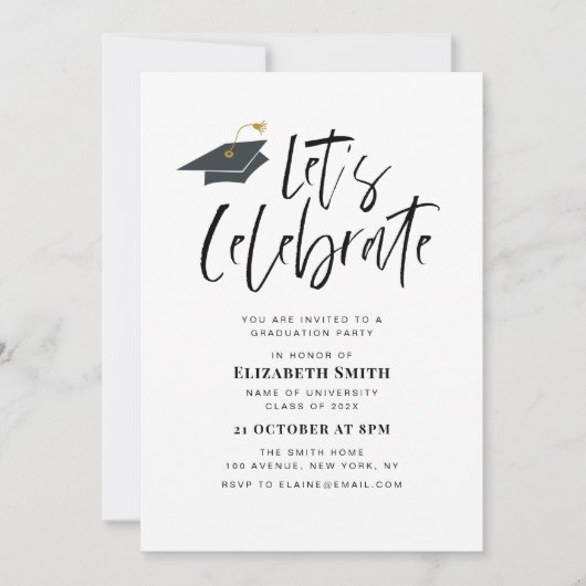 Stijlvolle typografie Uitnodiging voor afstudeerfe (Voorkant)