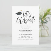 Stijlvolle typografie Uitnodiging voor afstudeerfe (Staand voorkant)