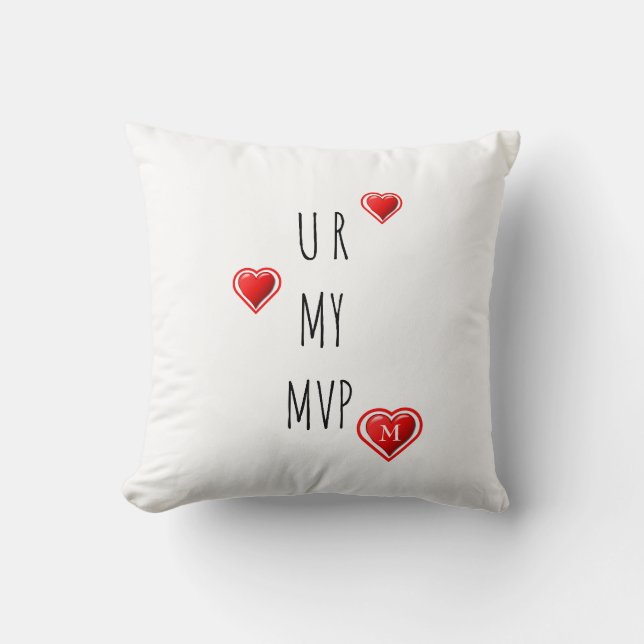 Stijlvolle U R MY MVP Monogram Valentijn Kussen (Voorkant)