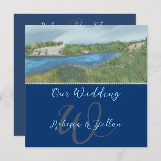 Stijlvolle uitgelijnde uitnodiging voor weddenscha (Voorkant / Achterkant)