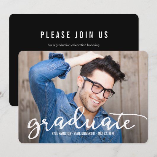 Stijlvolle Uitnodiging tot bekendmaking Afstuderen (Voorkant / Achterkant)