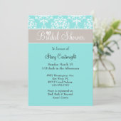 Stijlvolle uitnodiging voor Aqua en Taupe Bridal (Staand voorkant)