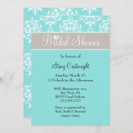 Stijlvolle uitnodiging voor Aqua en Taupe Bridal