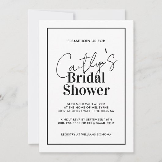 Stijlvolle uitnodiging voor Black en White Bridal  (Voorkant)