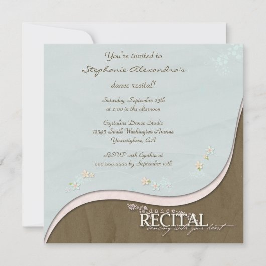 Stijlvolle uitnodiging voor dansoverwegingen meisj (Voorkant)