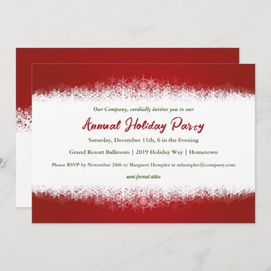 Stijlvolle uitnodiging voor een rode en witte fees (Voorkant / Achterkant)