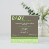 Stijlvolle uitnodiging voor groene en bruin Baby s (Staand voorkant)