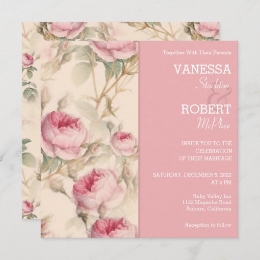 Stijlvolle  uitnodiging voor het huwelijk (Voorkant / Achterkant)