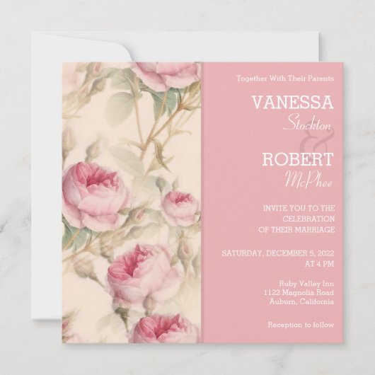 Stijlvolle  uitnodiging voor het huwelijk (Voorkant)