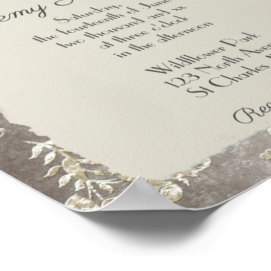 Stijlvolle  uitnodiging voor het huwelijk poster (Hoek)