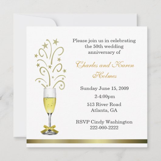 Stijlvolle uitnodiging voor huwelijksjubileumfeest (Voorkant)