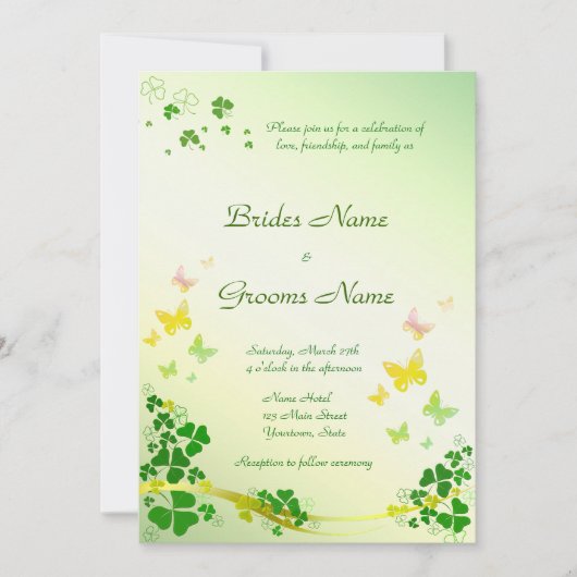 Stijlvolle uitnodiging voor Shamrock Wedding (Voorkant)