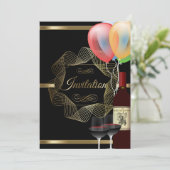 Stijlvolle uitnodiging voor zwart- en gouden feest (Staand voorkant)