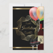 Stijlvolle uitnodiging voor zwart & goud feest eve (Voorkant)