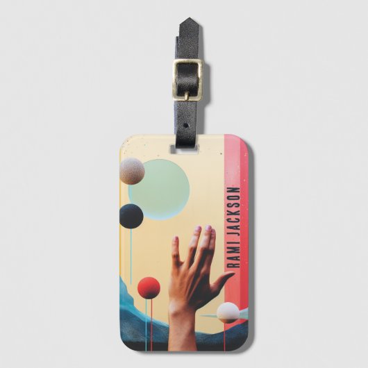 Stijlvolle Unieke Abstracte Autistische Retro Naam Bagagelabel (Voorkant (verticaal))