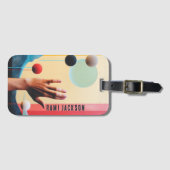 Stijlvolle Unieke Abstracte Autistische Retro Naam Bagagelabel (Voorkant (horizontaal))