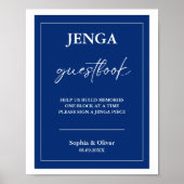 Stijlvolle unieke bruiloft Jenga Guest Book Sign Poster (Voorkant)