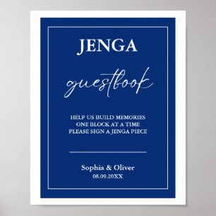 Stijlvolle unieke bruiloft Jenga Guest Book Sign Poster