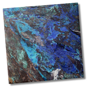 Stijlvolle unieke donkerblauwe turquoise minerale  tegeltje