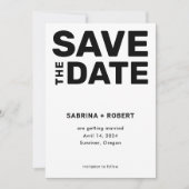 Stijlvolle unieke gedurfde typografie zwart en wit save the date (Voorkant)