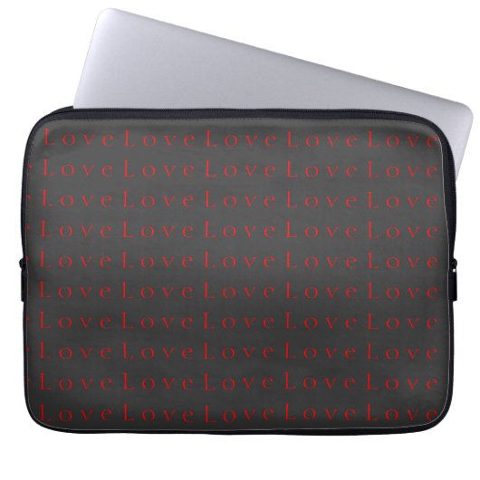 Stijlvolle unieke grijze rode liefde bruiloft laptop sleeve (Voorkant)