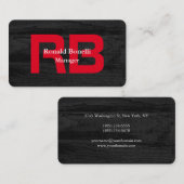 Stijlvolle, unieke grijze rode monogram Manager Visitekaartje (Voorkant / Achterkant)