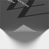 Stijlvolle unieke grijze zwarte monogram cadeaupapier (Hoek)