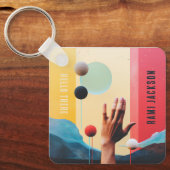 Stijlvolle Unieke Kleurrijke Abstracte Kunst Artis Sleutelhanger (Voorkant)