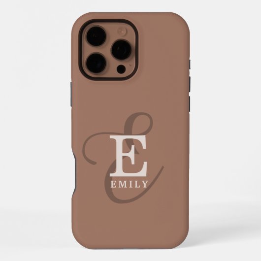 Stijlvolle unieke monogram mocha bruin iPhone hoesje (Achterkant)
