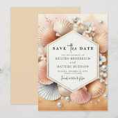 Stijlvolle unieke strand bruiloft save the date (Voorkant / Achterkant)