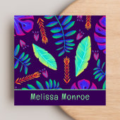 Stijlvolle unieke trendy Neon bloementuin Vierkante Visitekaartje