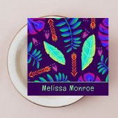 Stijlvolle unieke trendy Neon bloementuin Vierkante Visitekaartje