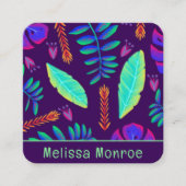 Stijlvolle unieke trendy Neon bloementuin Vierkante Visitekaartje (Voorkant)