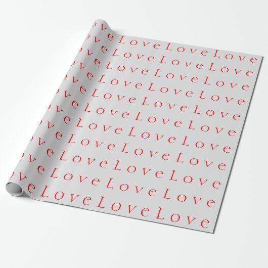 Stijlvolle unieke witte rode liefde bruiloft cadeaupapier (Uitgerold)