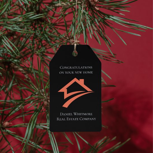 Stijlvolle unieke zwarte makelaar cadeaulabel