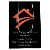 Stijlvolle unieke zwarte makelaar medium cadeauzakje (Achterkant)