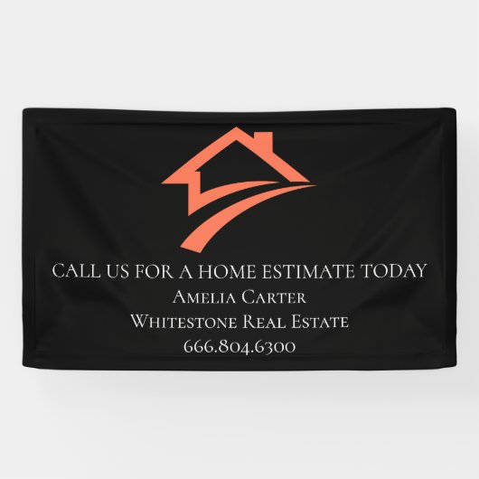 Stijlvolle unieke zwarte makelaar spandoek (Horizontaal)