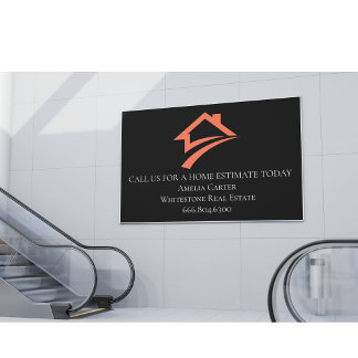 Stijlvolle unieke zwarte makelaar spandoek