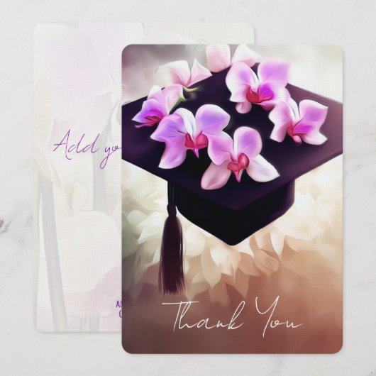 Stijlvolle Unique Orchids Afstuderen Bedankkaart (Voorkant / Achterkant)