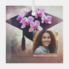 Stijlvolle Unique Orchids Afstuderen Glas Ornament