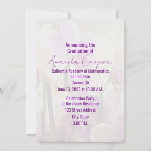 Stijlvolle Unique Orchids Afstuderen Kaart (Achterkant)