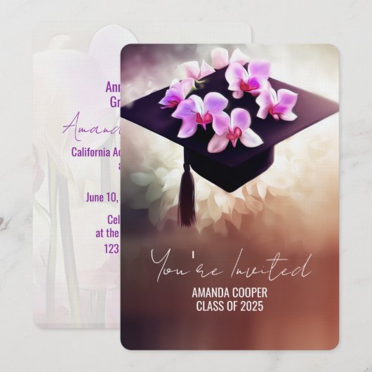 Stijlvolle Unique Orchids Afstuderen Kaart (Voorkant / Achterkant)