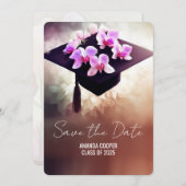Stijlvolle Unique Orchids Afstuderen Save The Date (Voorkant / Achterkant)