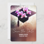 Stijlvolle Unique Orchids Afstuderen Save The Date (Voorkant)