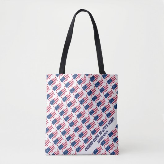 Stijlvolle US AMERIKA VLAG Gods Hart Jesaja 40 Tote Bag (Voorkant)
