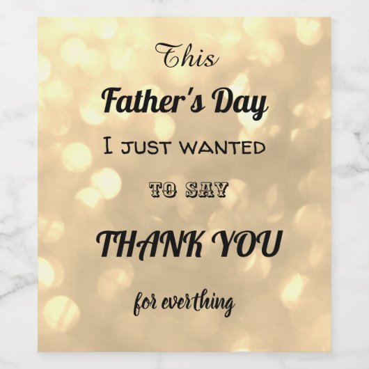 Stijlvolle vaderdag Dank u bericht Wijn Etiket (Enkel label)