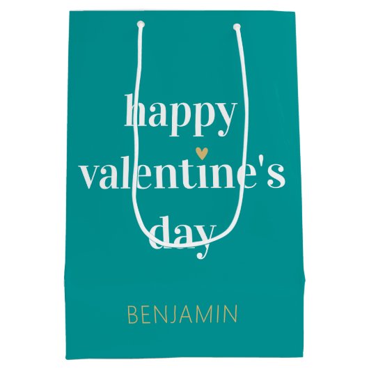 Stijlvolle Valentijnsdag Hart Aangepaste Naam Groe Medium Cadeauzakje (Achterkant)