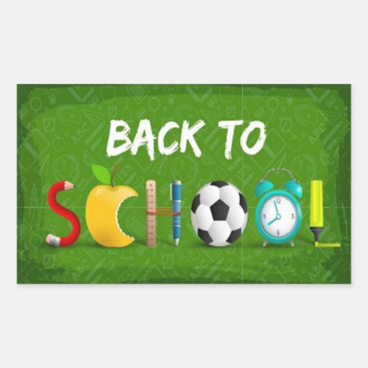 Stijlvolle veelkleurige terug naar school rechthoekige sticker (Voorkant)
