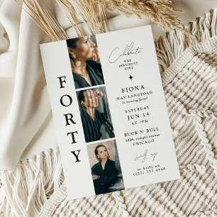 Stijlvolle VEERTIG Fotostrip 40e verjaardag Kaart